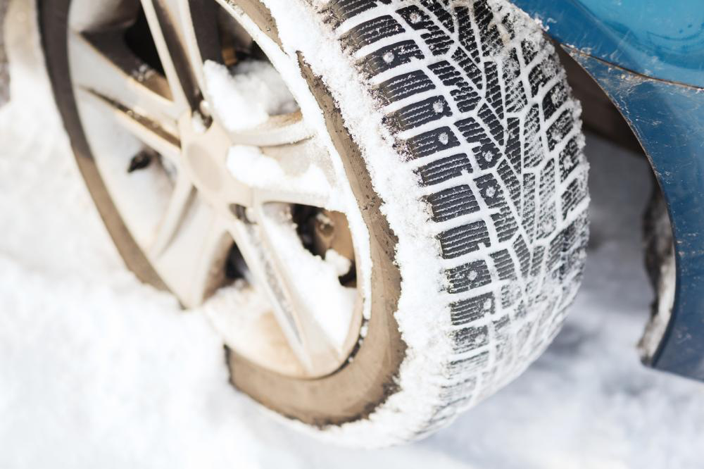 Tire on snowy surface